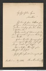 Nachlass Franz Steindachner, Brief von M. Nowicki-Sila an Franz Steindachner (22.01.1881), Inv.Nr. 370.03, Seite 1